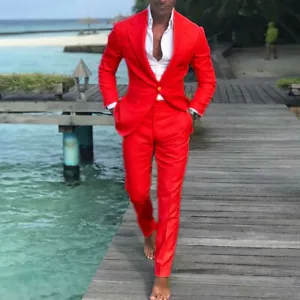 Mens 2 Piece Business Suit Smart Casual Classic Tailored Fit Office Formal Prom - Picture 1 of 20