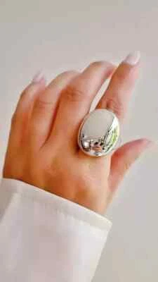 Large Bold Sterling Silver Dome Ring Chunky Electroform Dome Ring Gift For Women - Image 1 of 4