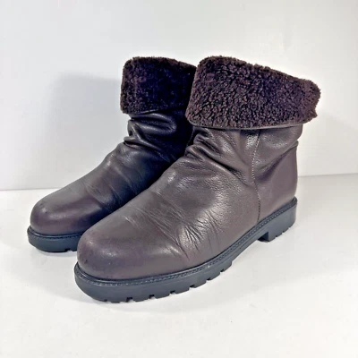 La Canadienne Brown Leather Shearling Lined Fold Down Boots - Women's Size 7.5 W - Image 1 of 4