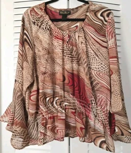 Ashley Stewart Größe 2X bunte geblümte 3/4 Glockenärmel Bluse - Bild 1 von 4