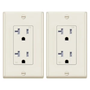 Toma de salida, receptáculo dúplex de marfil, decoración, 20 A 125 voltios con placa, listado UL - Imagen 1 de 11