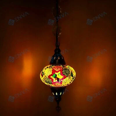 Lustre suspension plafonnier mosaïque Turque marocain luminaire lampe-ampoul - Photo 1/4