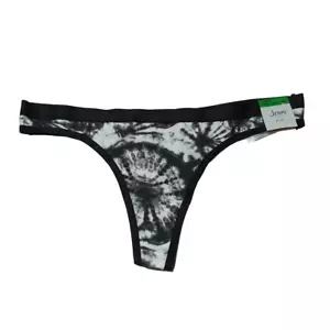 NWT JENNI Thong Size L Black & White Tie-Dye Cotton Blend - Picture 1 of 9