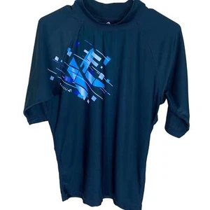 Kanu Surf Sz M Navy Blue Rash Guard Mock Neck Mid Sleeve Front Design - Picture 1 of 9