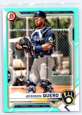 2021 Bowman JEFERSON QUERO Teal Parallel #'d/199 Milwaukee Brewers #BD-183 - Image 1 of 2