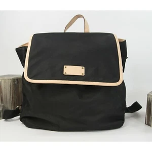 Kate Spade Kennedy Park Black Nylon Natural Leather Drawstring Neko Backpack - Picture 1 of 4