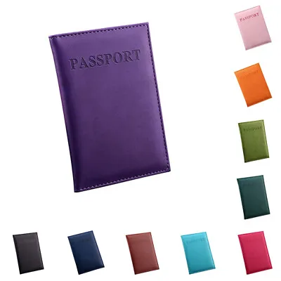 PU Leather Passport Holder Cover Wallet RFID Blocking Card Case Travel • 3.14€