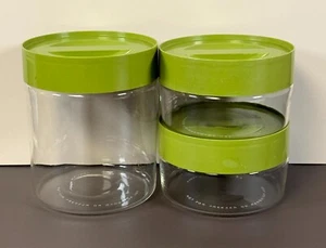 Vintage 1970s Pyrex Store ‘N See Canisters Set of 3 – Avocado Green Lids - Picture 1 of 21