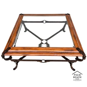 Adnet Hermes Style Coffee Table Equestrian Ranch Rustic - Picture 1 of 12