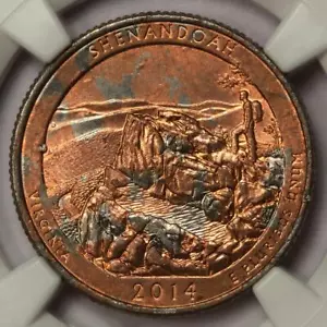 2014 NGC MS64 Improperly Annealed Planchet Shenandoah Quarter Mint Error Unique - Picture 1 of 4