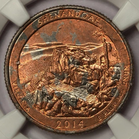 2014 NGC MS64 Improperly Annealed Planchet Shenandoah Quarter Mint Error Unique Cover