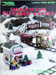 Kunststoff Canvas Santa Express Zugmuster Motorwagen Caboose Depot Baum 1322 - Bild 1 von 4
