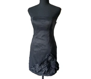 Cache Damen schwarz trägerlos Satin Rosette Rüschen Party Cocktail Minikleid 12 - Bild 1 von 7