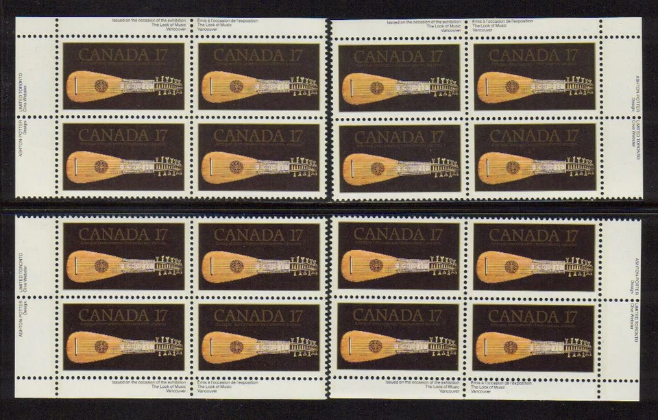 1981 Canada SC# 878 - "Look of Music" Exhibition - Plate Blocks of 4 M-NH # 2995 - Image 1 of 1