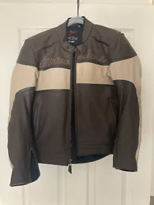 Alpinestars DRIFT Leather Jacket XS USA 36 EUR 46 White Brown with Liner - Picture 1 of 11