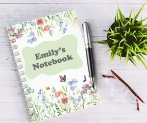 A5 Notizbuch Notizblock drahtgebunden Wiese Blumen Notizbuch personalisiert Geschenk NB72 - Bild 1 von 2