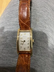 Extra Rare Modern Solid 14K Large Gruen Curvex Watch, 45mm Long, Very Elegant! - Picture 1 of 4
