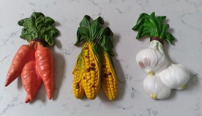 Винтажные овощи кухня Kitshy стены декор расписной гипс чеснок морковь кукуруза - Изображение 1 из 3