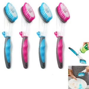 4pc Dish Brush Soap Dispenser Scrubber Clean Kitchen Pots Pans Dishes Dishwand - Picture 1 of 1