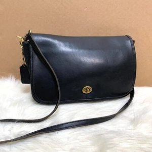 COACH Vintage Black Leather Convertible Clutch Crossbody #9635 USA-Made - Picture 1 of 19
