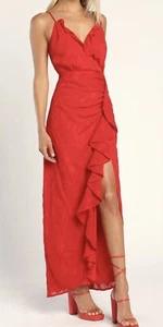 Lulus Crave your love red surplice ruffled maxi dress Xsmall - Picture 1 of 12