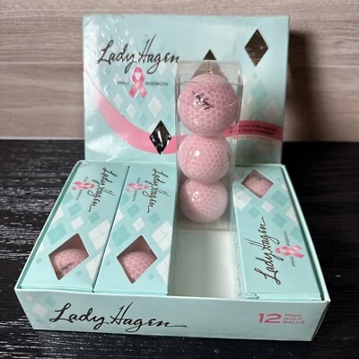 NEW October Lady Hagen Pink Ribbon Breast Cancer Foundation Golf Balls Set Of 12 - Image 1 of 3