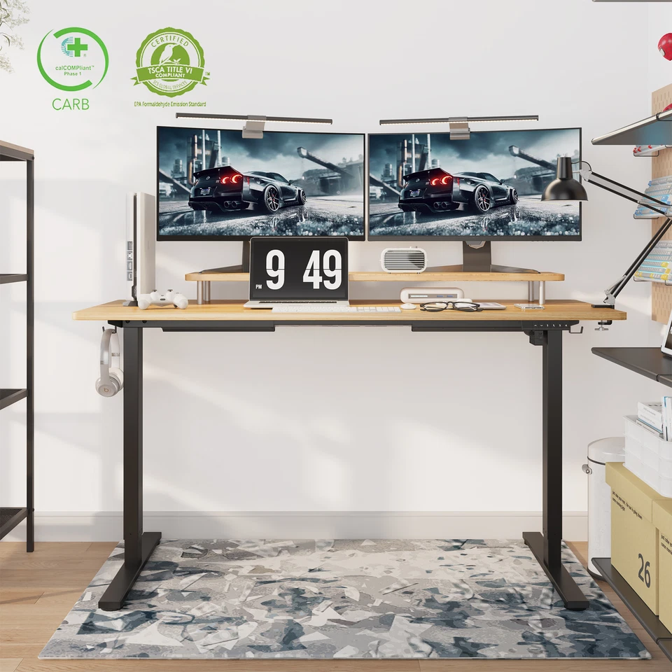 FlexiSpot 40"/48"/55"/60" Altura Escritorio de Pie Ajustable con Ganchos, Marco Negro Foto 1 de 4