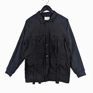 FAIRPLAY Military Tactical Canvas Jacket Black Cotton Cargo Snap Button - Medium - Picture 1 of 8