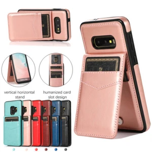 Magnetic Vertical Flip Case Card Leather Cover for Samsung Galaxy S10e S9+ S8+ - Picture 1 of 28