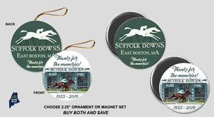 SUFFOLK DOWNS BOSTON Ornament / Magnets - Collectible Defunct Horse Race Track - Picture 1 of 1