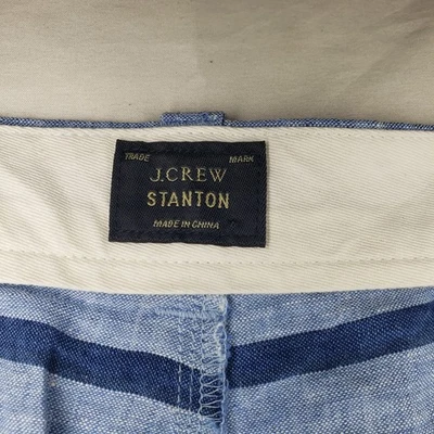 NUEVO SIN ETIQUETAS J. Pantalones Cortos Crew Stanton 100% Baird McNutt Irlandés Lino Azul Rayas Para Hombres 36x9 Foto 1 de 4