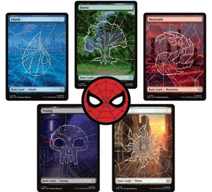 Magic The Gathering - Marvel's Spider-Man Full Art Basic Land (Foil) set NM/M - Picture 1 of 1