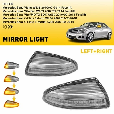Par de luces de giro de espejo retrovisor puerta para Mercedes Benz C250 C300 C350 C63 2008-14 Foto 1 de 4