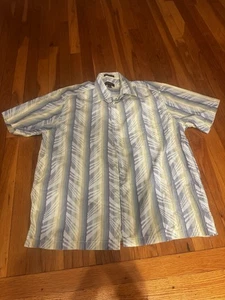 Jhane Barnes Woven in Japan Cotton Abstract Stripe Camp Shirt Mens Size L SS - Picture 1 of 8
