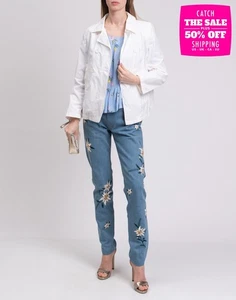 RRP €279 313 TRE UNO TRE Taffeta Blazer Jacket IT40 US4 UK8 S White - Picture 1 of 8