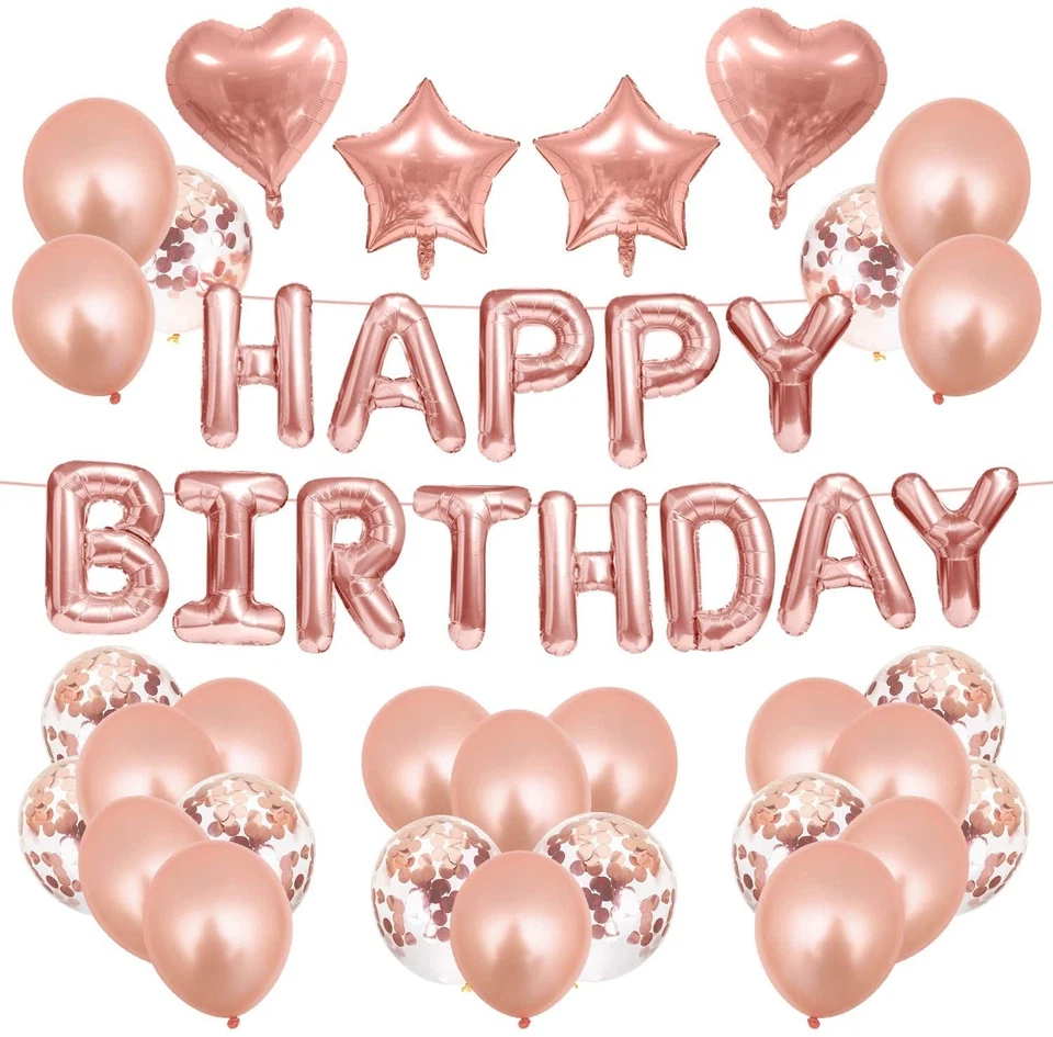 Birthday Decoration Set with Balloons, Banner, Pom Poms & Age Balloons