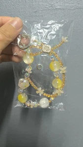 Phone Chain For Any Smartphone Handmade Mobile Phone Chain Yellow Crystal Flower - Picture 1 of 3