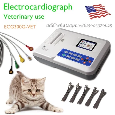 ECG300G-VET Digital Three Channels ECG/EKG Machine Electrocardiograph 12 Lead - Image 1 of 4