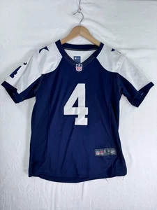 Dallas Cowboys Football Jersey Youth Small Blue White NFL Football Prescott Nike - Picture 1 of 6