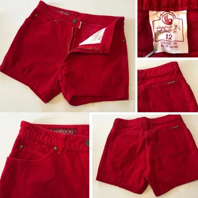 RARE Sasson vtg 70s Corduroy Shorts Madame Sz 12 True Red JAPAN Cut-Offs - Image 1 of 4