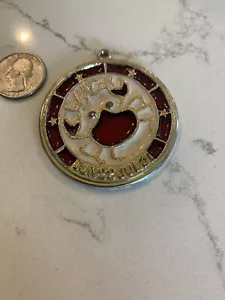 Vintage 1970s ~ Stained Glass ~CANCER CRAB Zodiac Horoscope 2" Pendant COSTUME - Picture 1 of 5