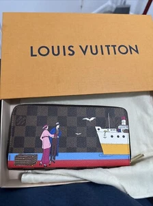 NUEVA CARTERA AUTÉNTICA LOUIS VUITTON DAMIER EBENE ILLUSTRE PACIFIC CRUISE ZIPPY - Imagen 1 de 5
