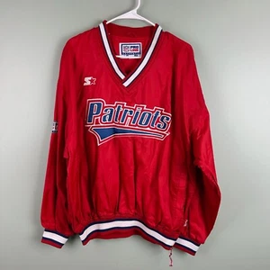 Giacca STARTER Vintage New England Patriots Uomo XL Baseball Dugout MLB Rara ROSSO - Foto 1 di 11