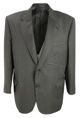 Brioni Palatino Super 150's Men's 48R Gray Pin Stripe Jersey Wool Notch Blazer - Image 1 of 4
