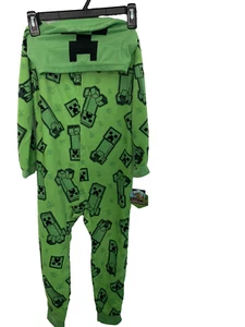 MINECRAFT Boy's 6/7 Hooded Costume Soft Fleece Pajama Sleeper NEW - Picture 1 of 5