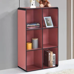 Kings Brand Furniture 6-Cubed Bookcase Storage Organizer Bookshelf, Red - Picture 1 of 6
