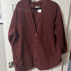 Cárdigan Sherpa Palomitas Koolaburra by UGG Cabernet Abotonado Para Mujer 1x Nuevo - Imagen 1 de 1