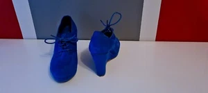 Graceland Keil Stiefelette Boots Gr.38 Wedges Velour Royal Blau, Schuhe, Schnüre - Picture 1 of 3