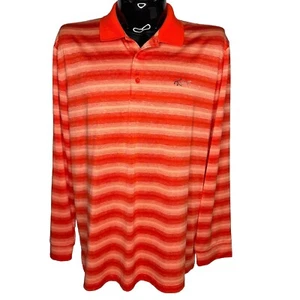 GREG NORMAN Attack Life Long Sleeve Polo Shirt Mens XXL Orange Golf PlayDry - Picture 1 of 9