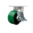 6 Inch Extra Heavy Duty Green Poly On Cast Iron Wheel Swivel Caster With Brake